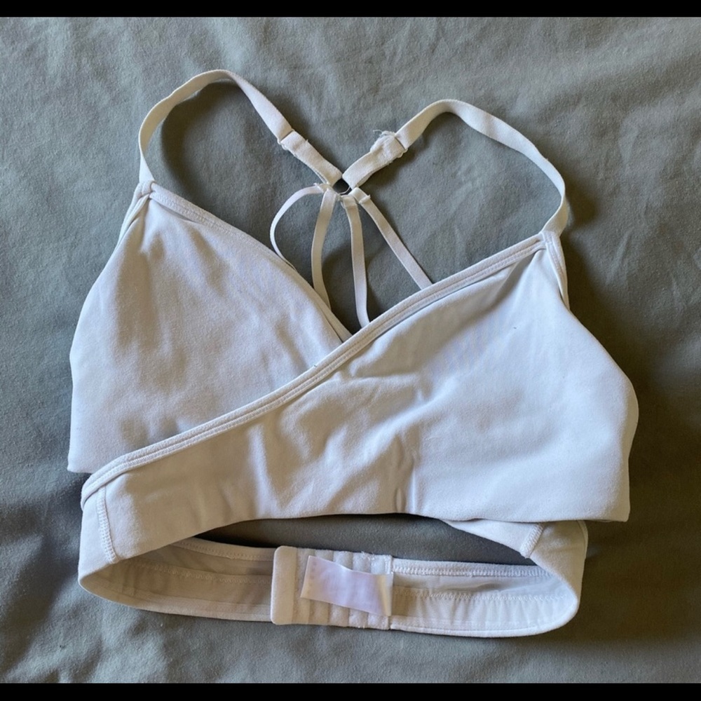 Alphalete white wrap sports bra